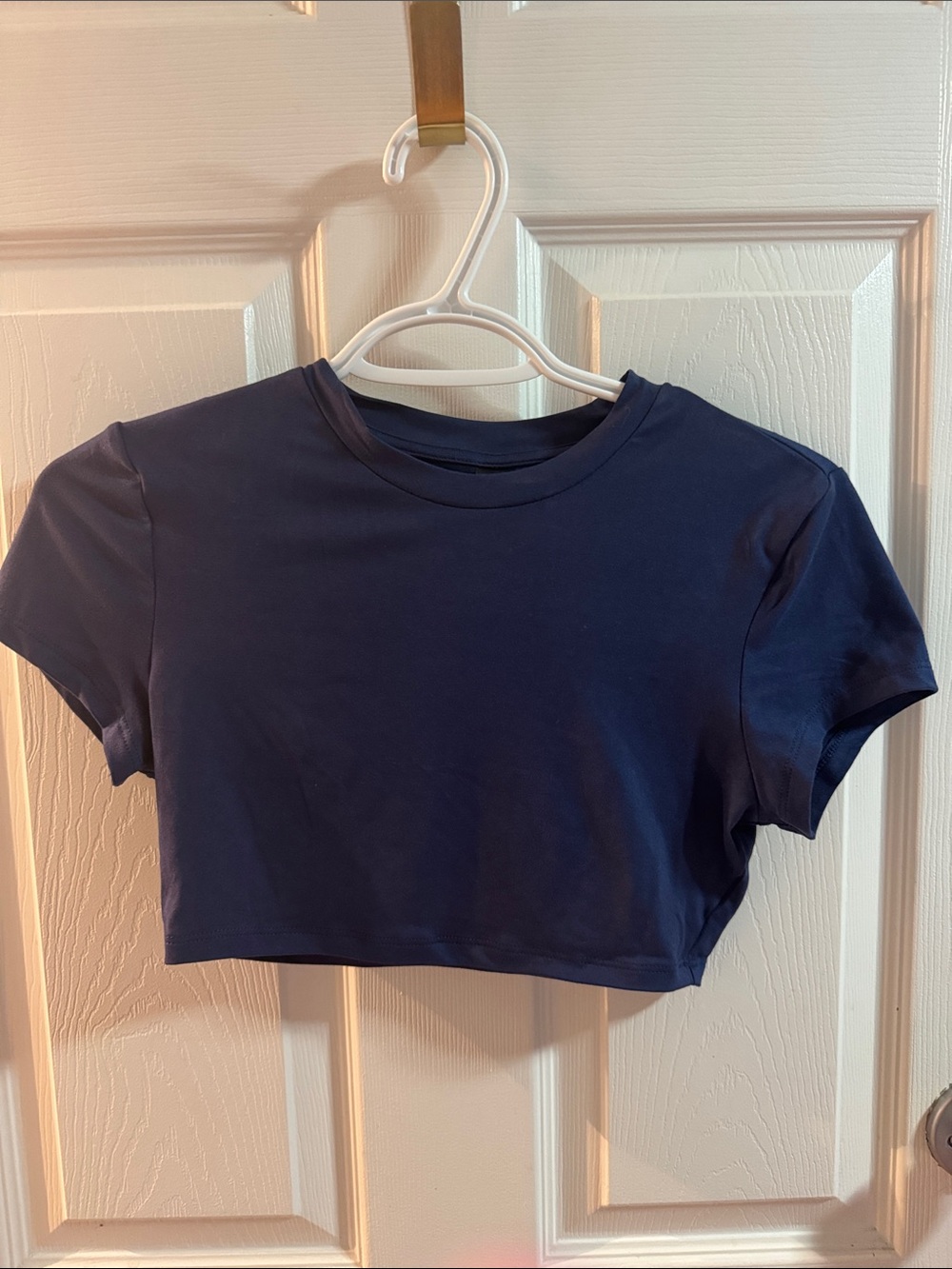 SHEIN Navy Short Sleeve Cropped Crew Tee